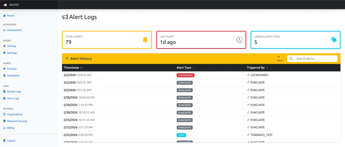 AlertIO Alert Logs